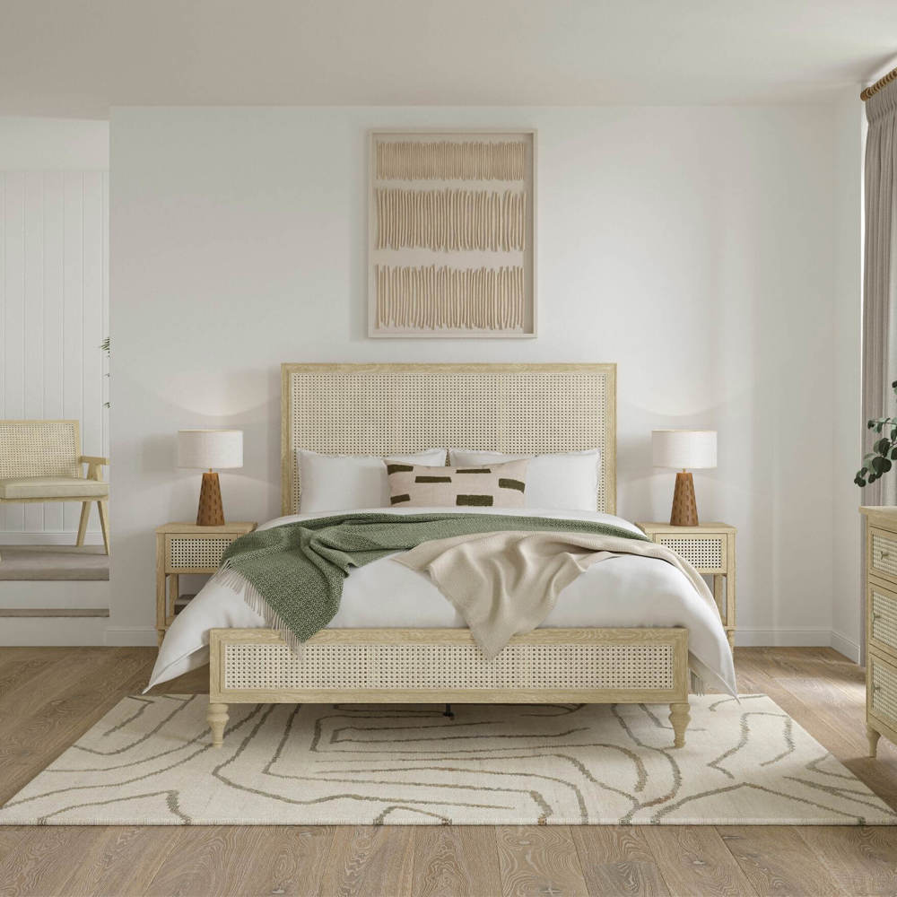 Light Vintage Rattan Bed